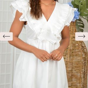 White Ruffle Sleeve Dress